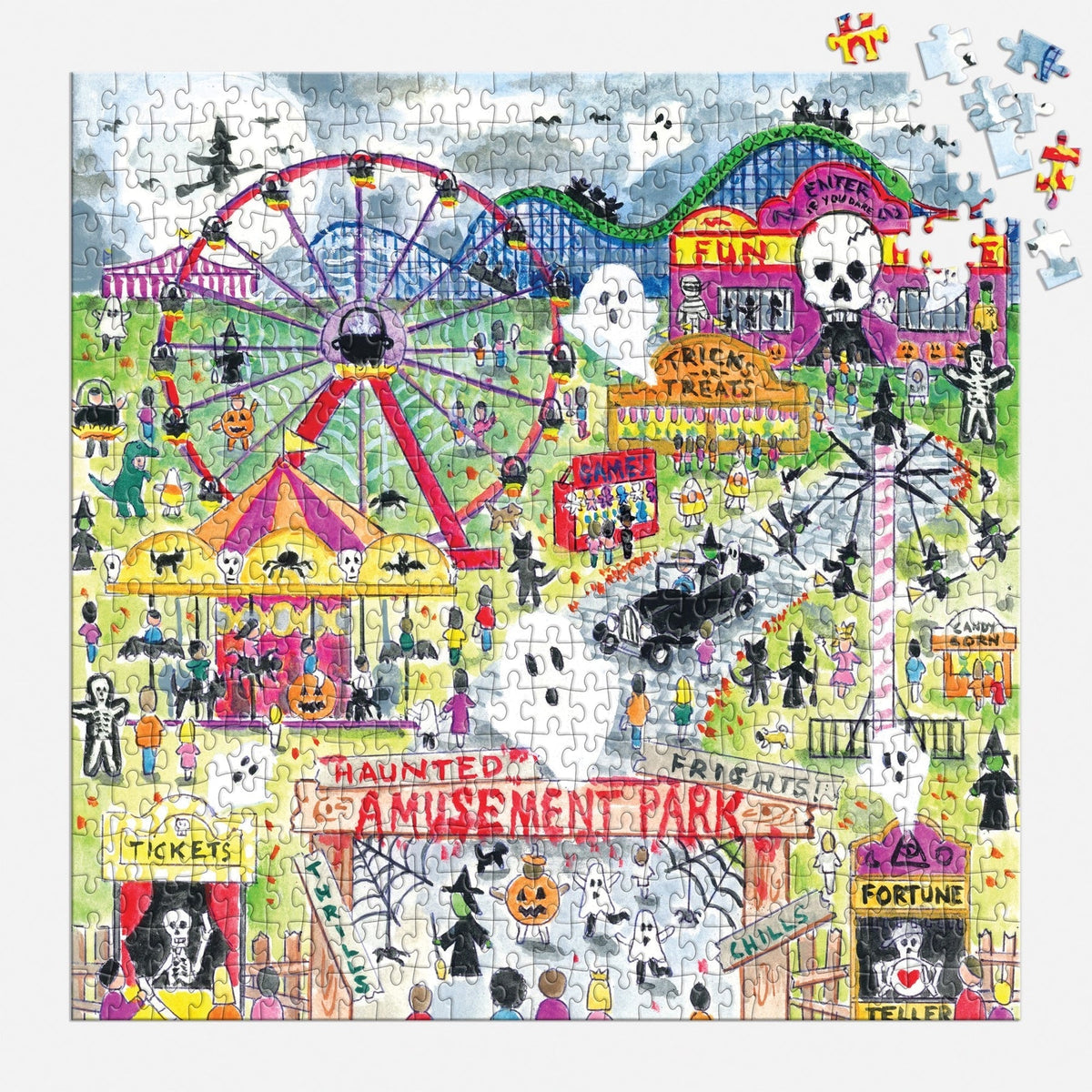 Michael Storrings Haunted Amusement Park 500 Piece Jigsaw Puzzle | Galison - Jigsaw Puzzles - The Puzzle Center