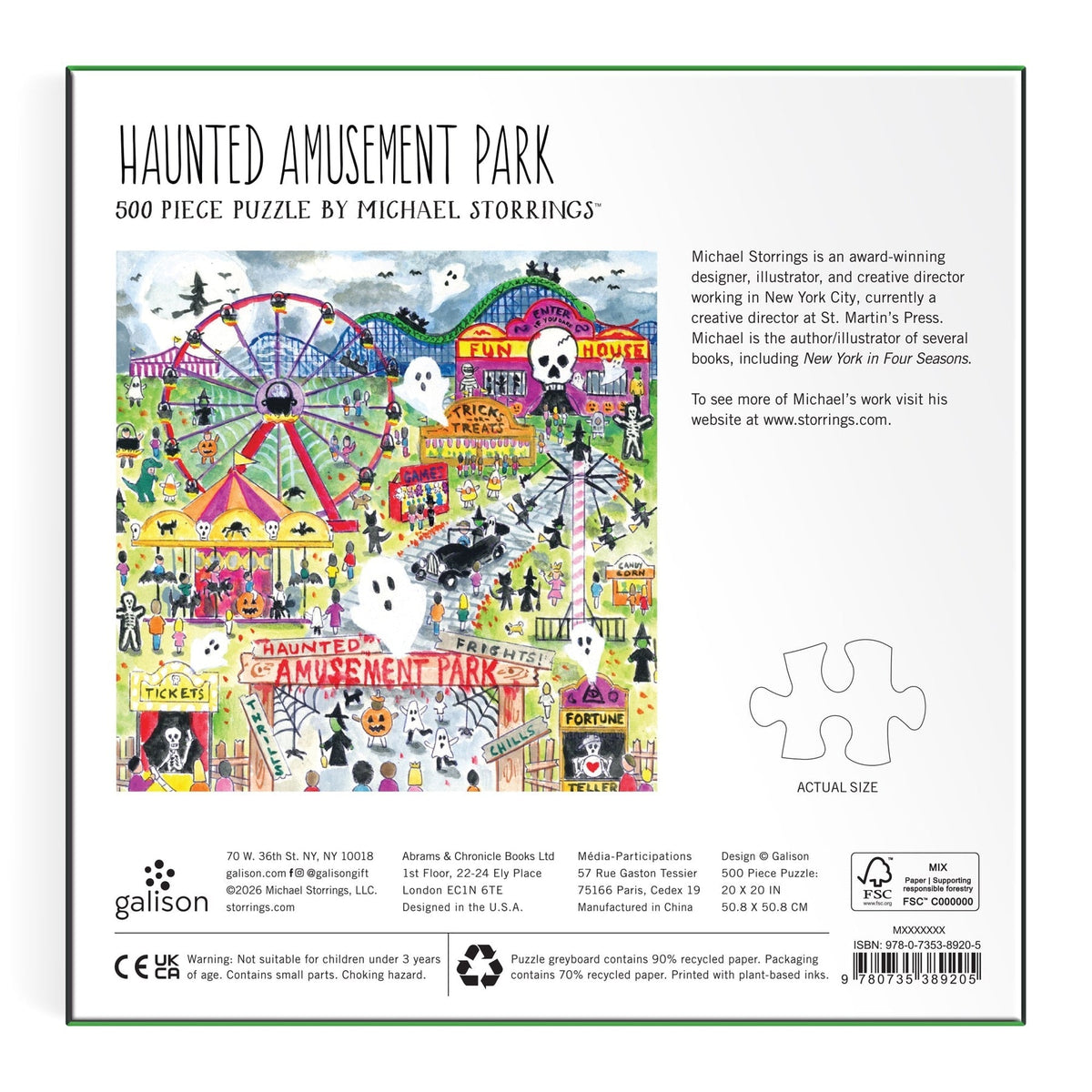 Michael Storrings Haunted Amusement Park 500 Piece Jigsaw Puzzle | Galison - Jigsaw Puzzles - The Puzzle Center