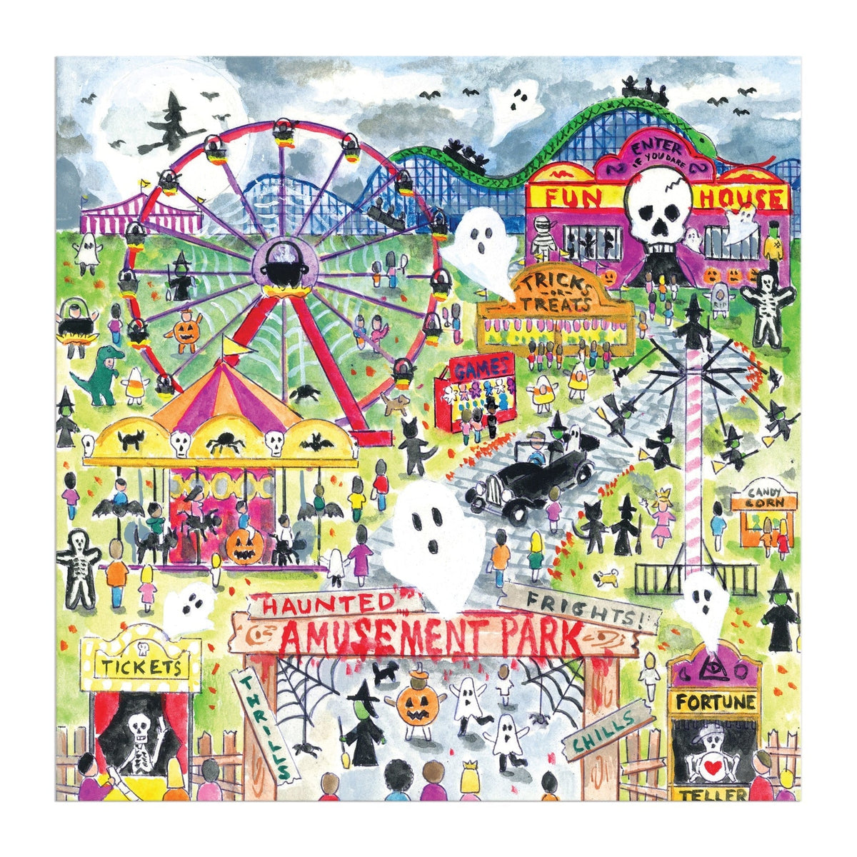 Michael Storrings Haunted Amusement Park 500 Piece Jigsaw Puzzle | Galison - Jigsaw Puzzles - The Puzzle Center