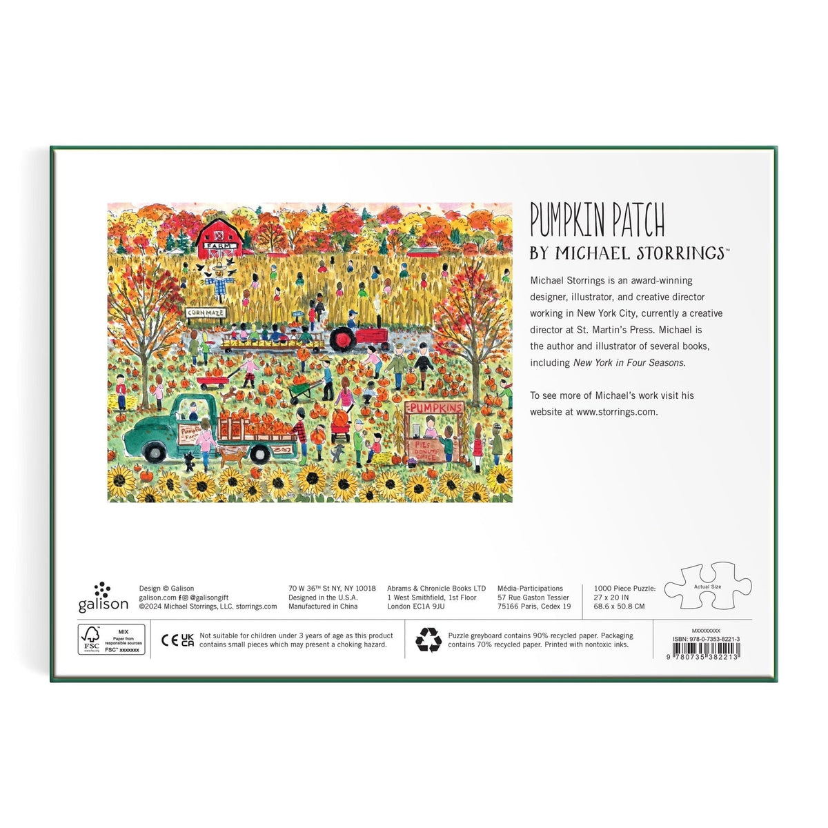 Michael Storrings Pumpkin Patch 1000 Piece Jigsaw Puzzle | Galison - Jigsaw Puzzles - The Puzzle Center