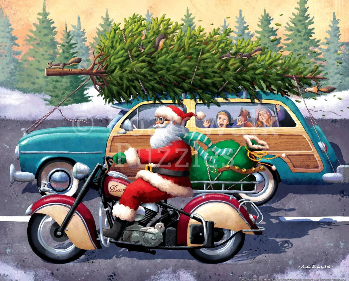 Motorcycle Santa 500 Piece Puzzle by Boardwalk - Boardwalk - Jigsaw Puzzles - The Puzzle Center -