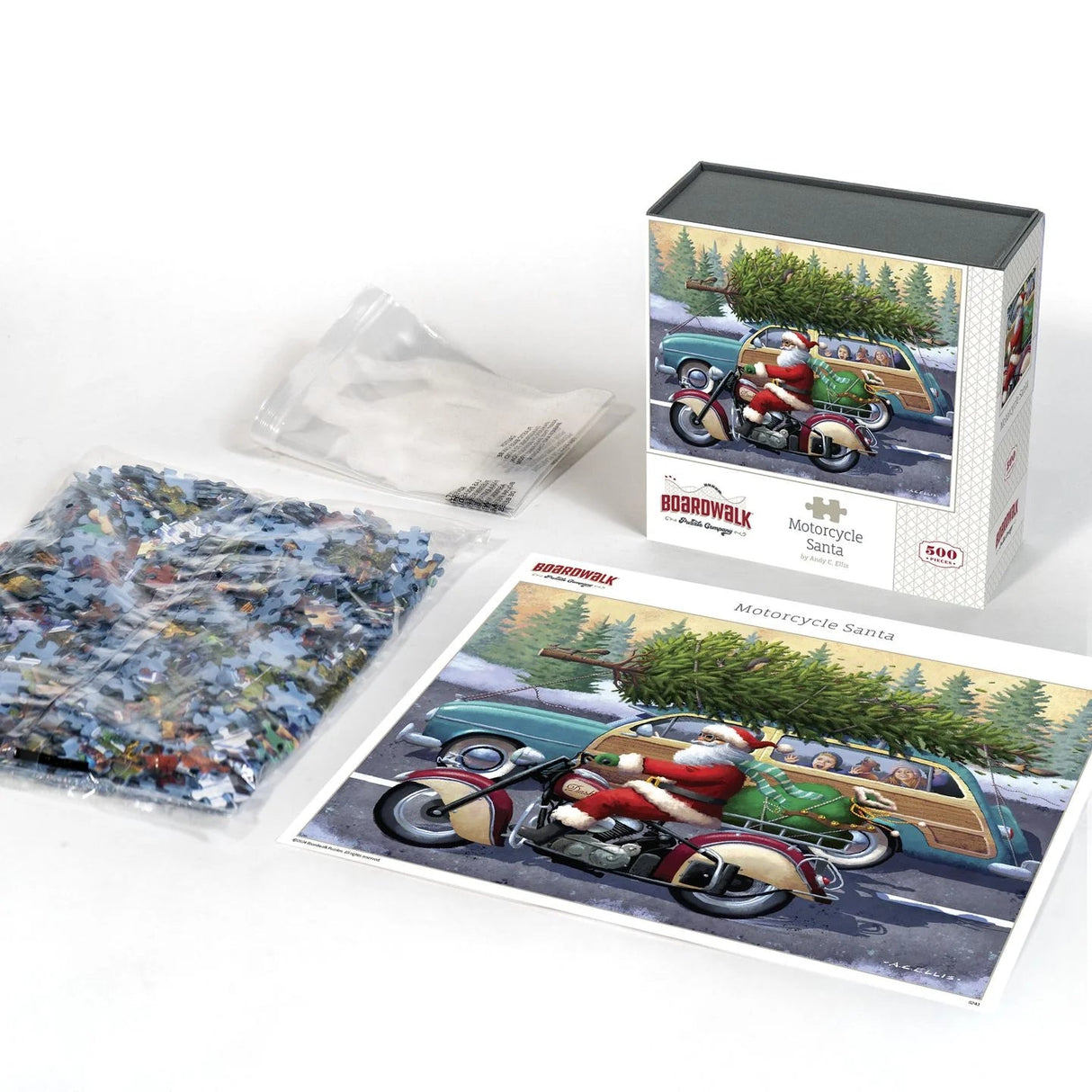 Motorcycle Santa 500 Piece Puzzle by Boardwalk - Boardwalk - Jigsaw Puzzles - The Puzzle Center -