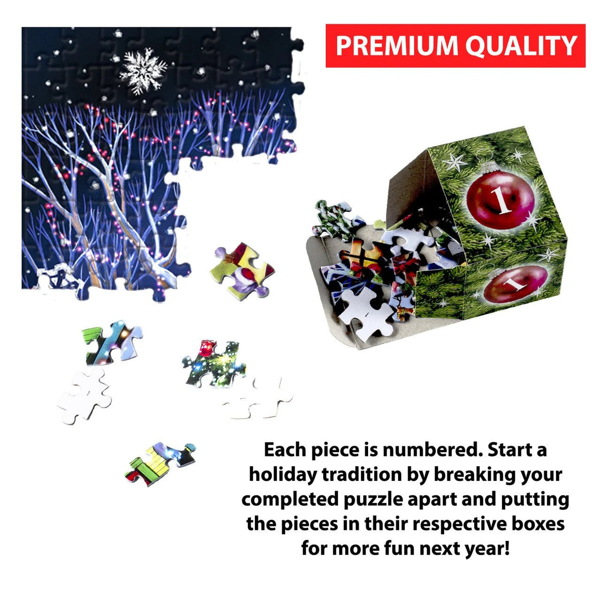 Neighborhood Christmas Advent Calendar 1000 Pieces | Vermont Christmas Co - Jigsaw Puzzles - The Puzzle Center