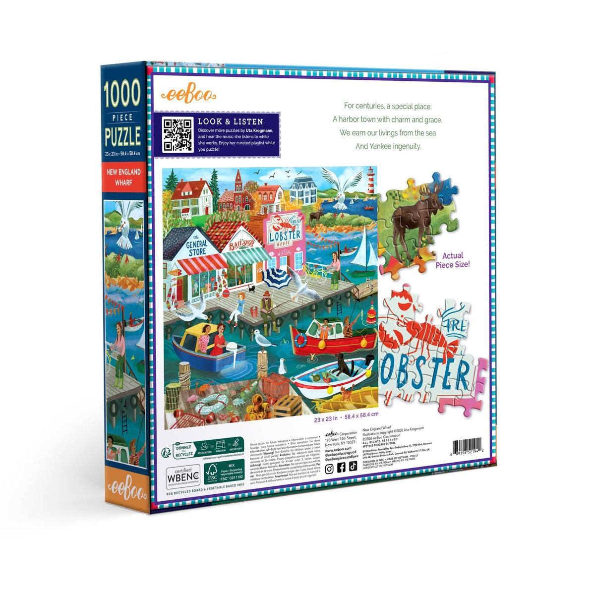 New England Wharf 1000 Piece Jigsaw Puzzle | eeBoo - Jigsaw Puzzles - The Puzzle Center