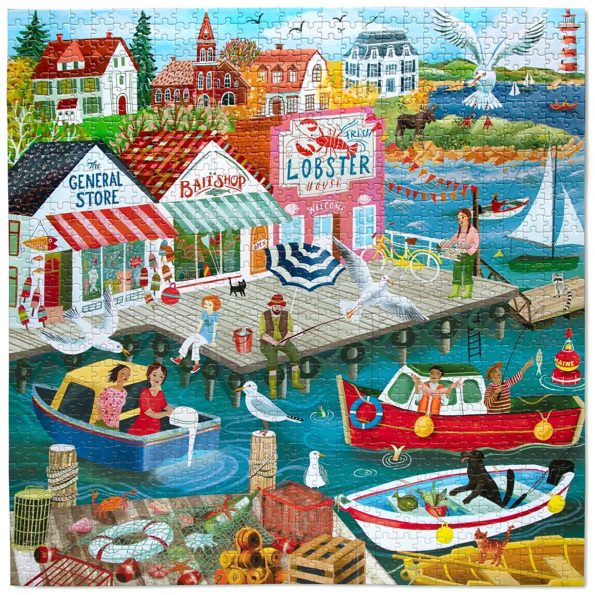 New England Wharf 1000 Piece Jigsaw Puzzle | eeBoo - Jigsaw Puzzles - The Puzzle Center