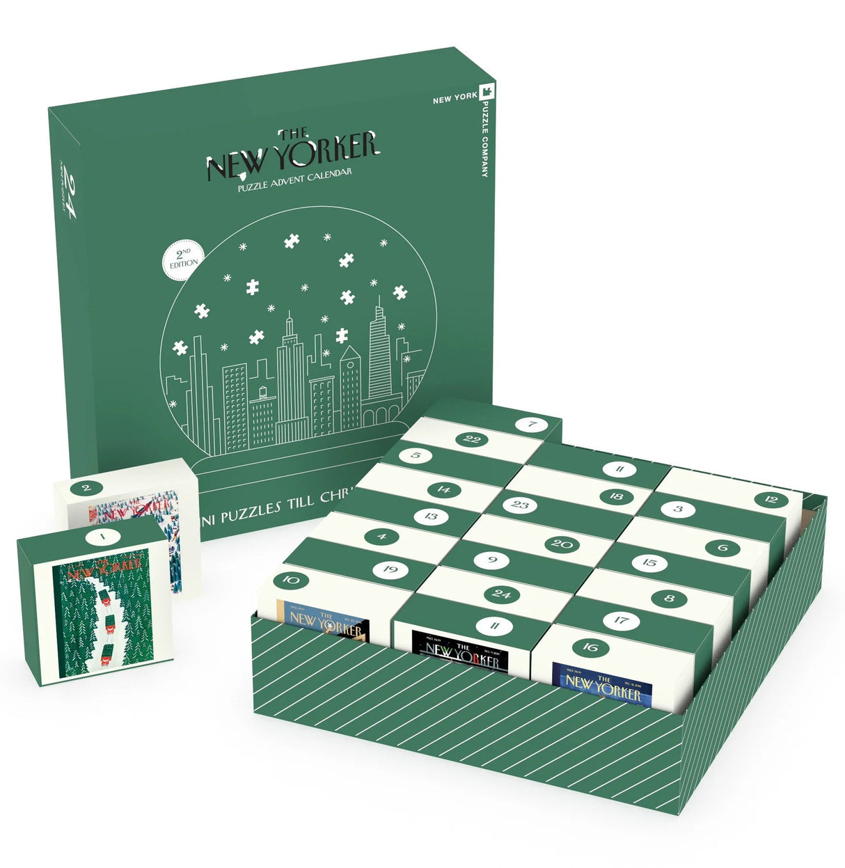 New Yorker Advent Calendar 2nd Edition 24 x 100 Piece Mini Jigsaw Puzzles | New York Puzzle Company - Mini Jigsaw Puzzles - The Puzzle Center