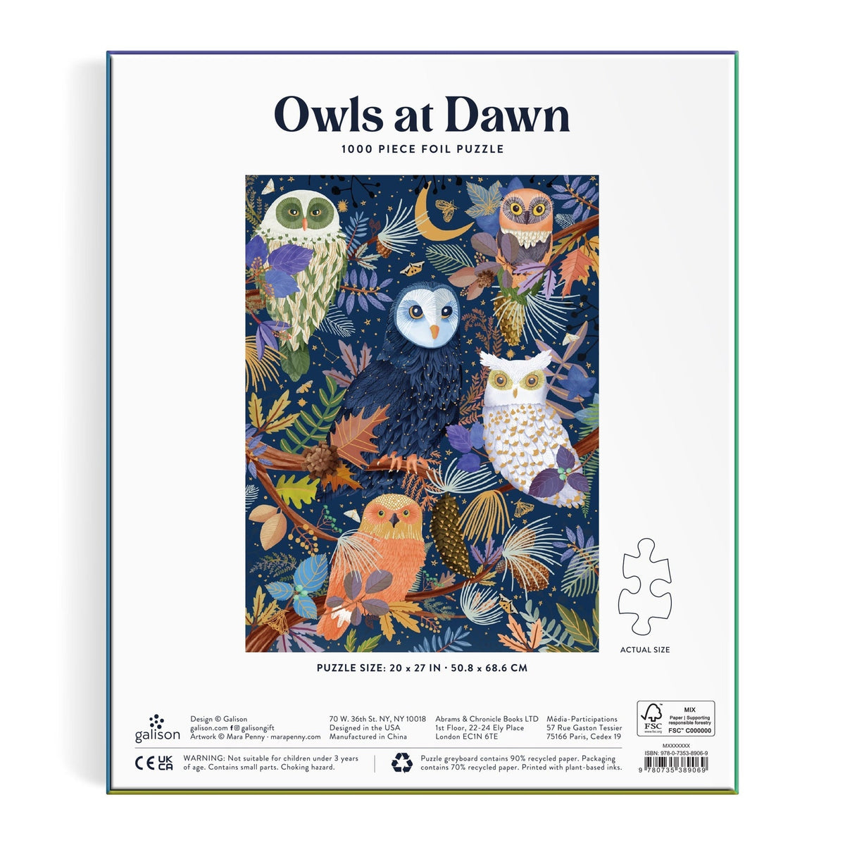 Owls At Dawn 1000 Piece Foil Jigsaw Puzzle | Galison - Jigsaw Puzzles - The Puzzle Center