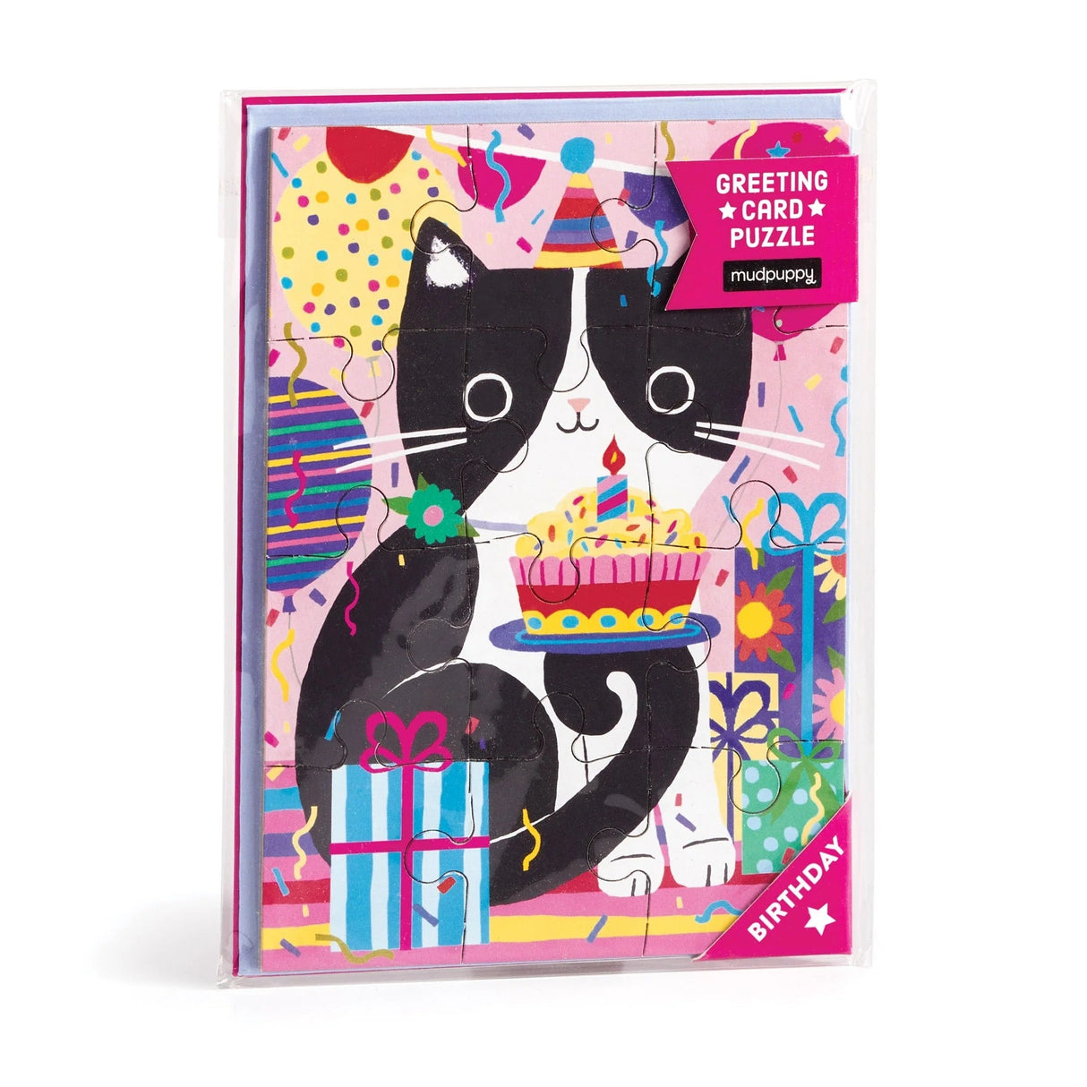 Purr - fect Cat Birthday 12 Piece Greeting Card Puzzle | Mudpuppy - Greeting Card Puzzle - The Puzzle Center