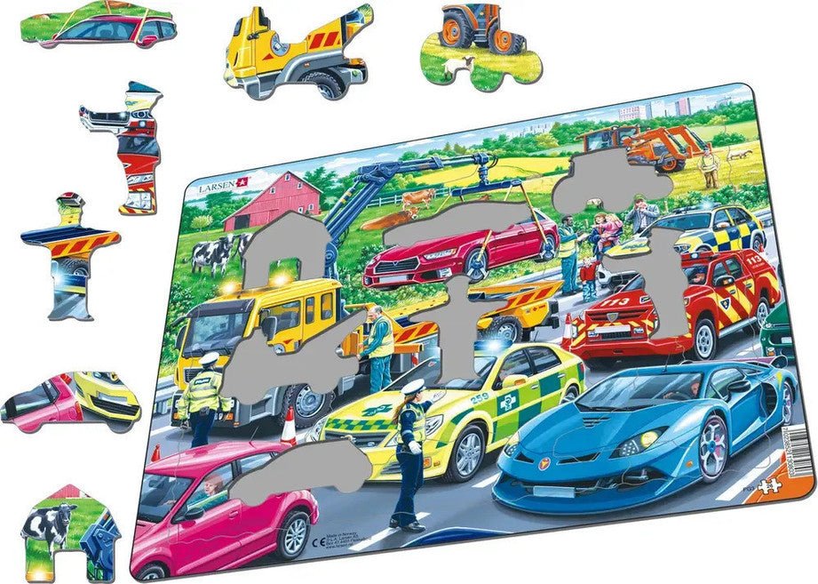Rescue Vehicles 26 Piece Children's Educational Jigsaw Puzzle by Larsen Puzzles - Emergency Response Fun - Larsen - Jigsaw Puzzles - The Puzzle Center -