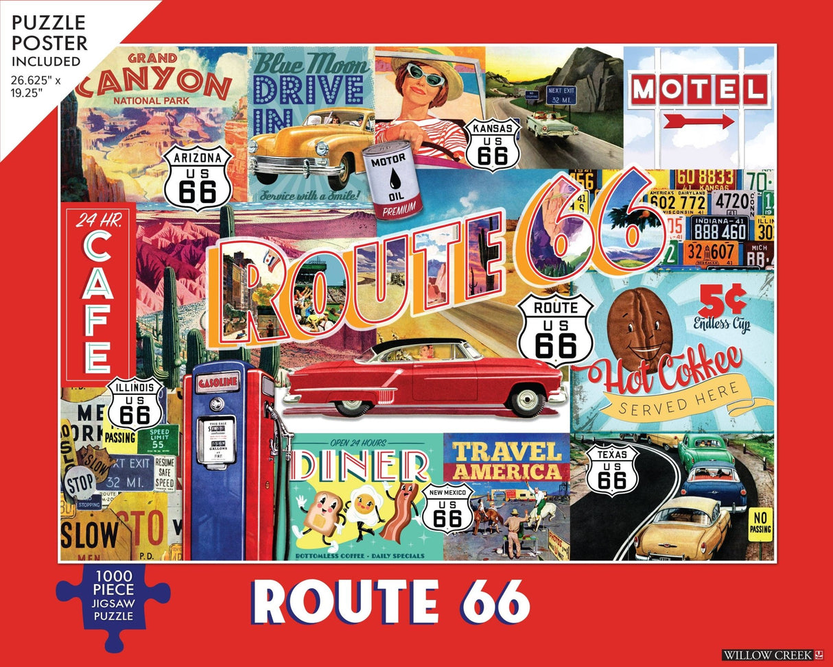 Route 66 1000 - Piece Jigsaw Puzzle by Willow Creek Press - Willow Creek Press & Gifts - Jigsaw Puzzles - The Puzzle Center -