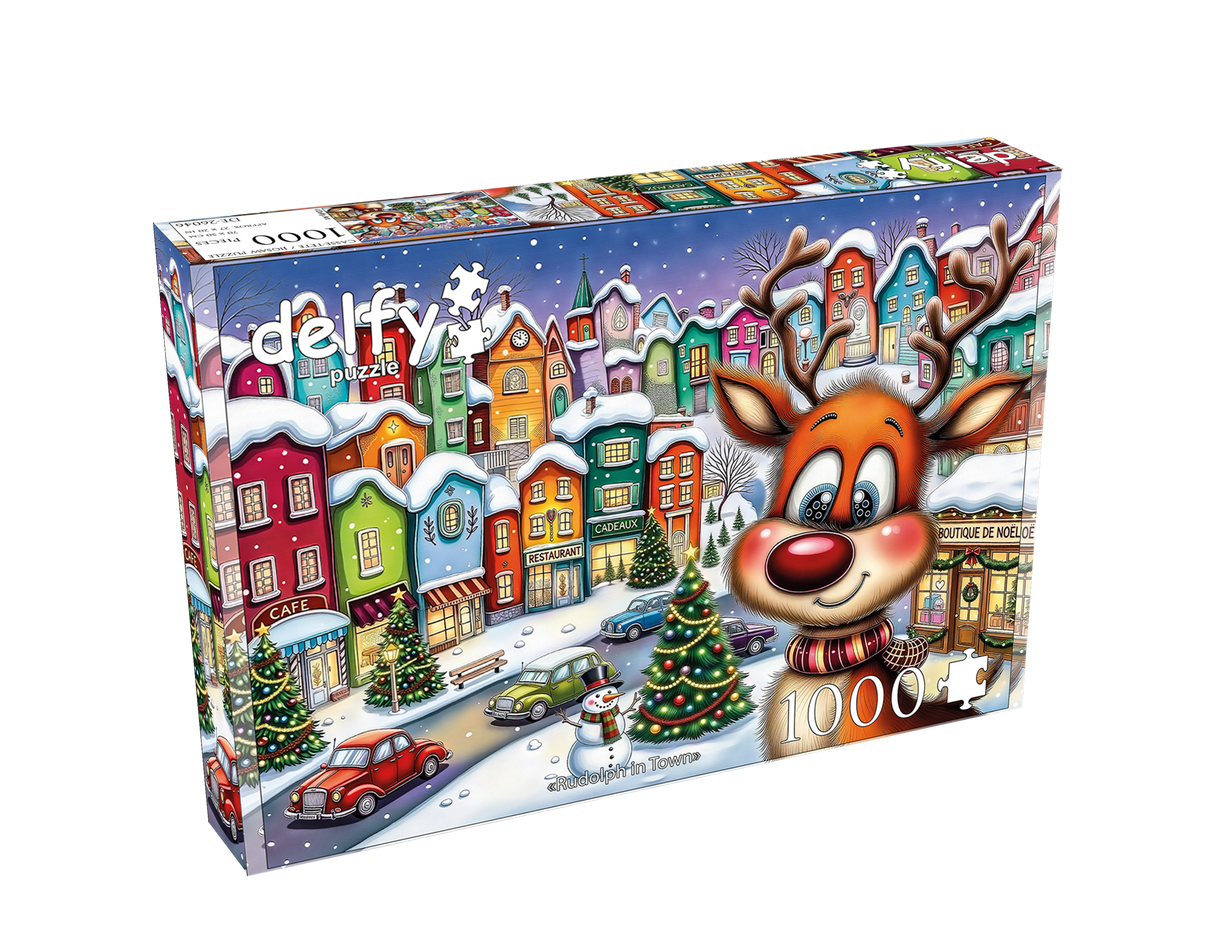 Rudolph In Town 1000 Piece Jigsaw Puzzle | Delfy - Jigsaw Puzzles - The Puzzle Center