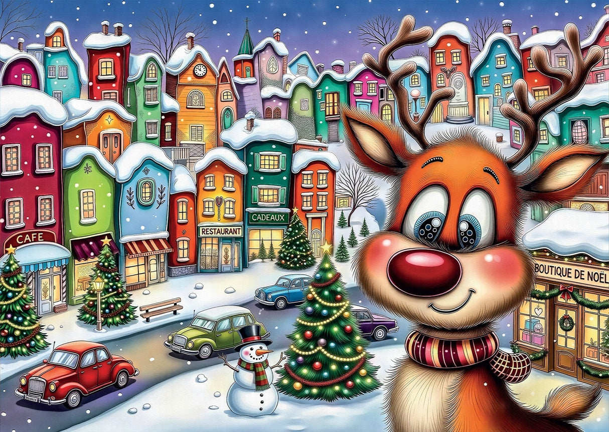 Rudolph In Town 1000 Piece Jigsaw Puzzle | Delfy - Jigsaw Puzzles - The Puzzle Center