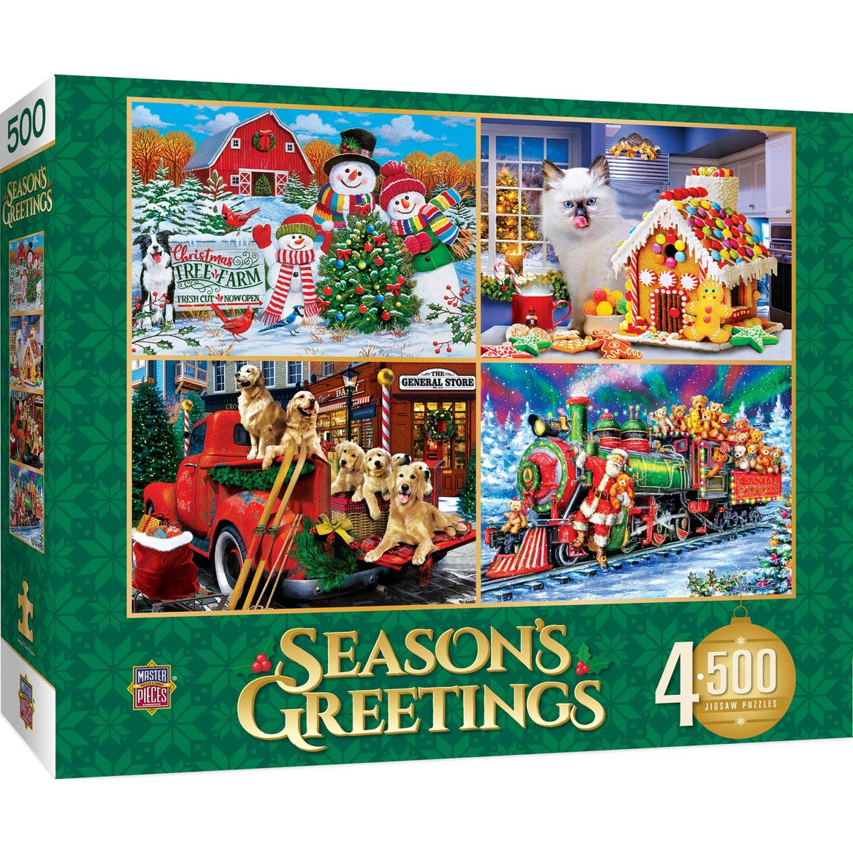 Season's Greetings 500 Piece Jigsaw Puzzles 4 - Pack by Masterpieces - Masterpieces Puzzles - Jigsaw Puzzles - The Puzzle Center -