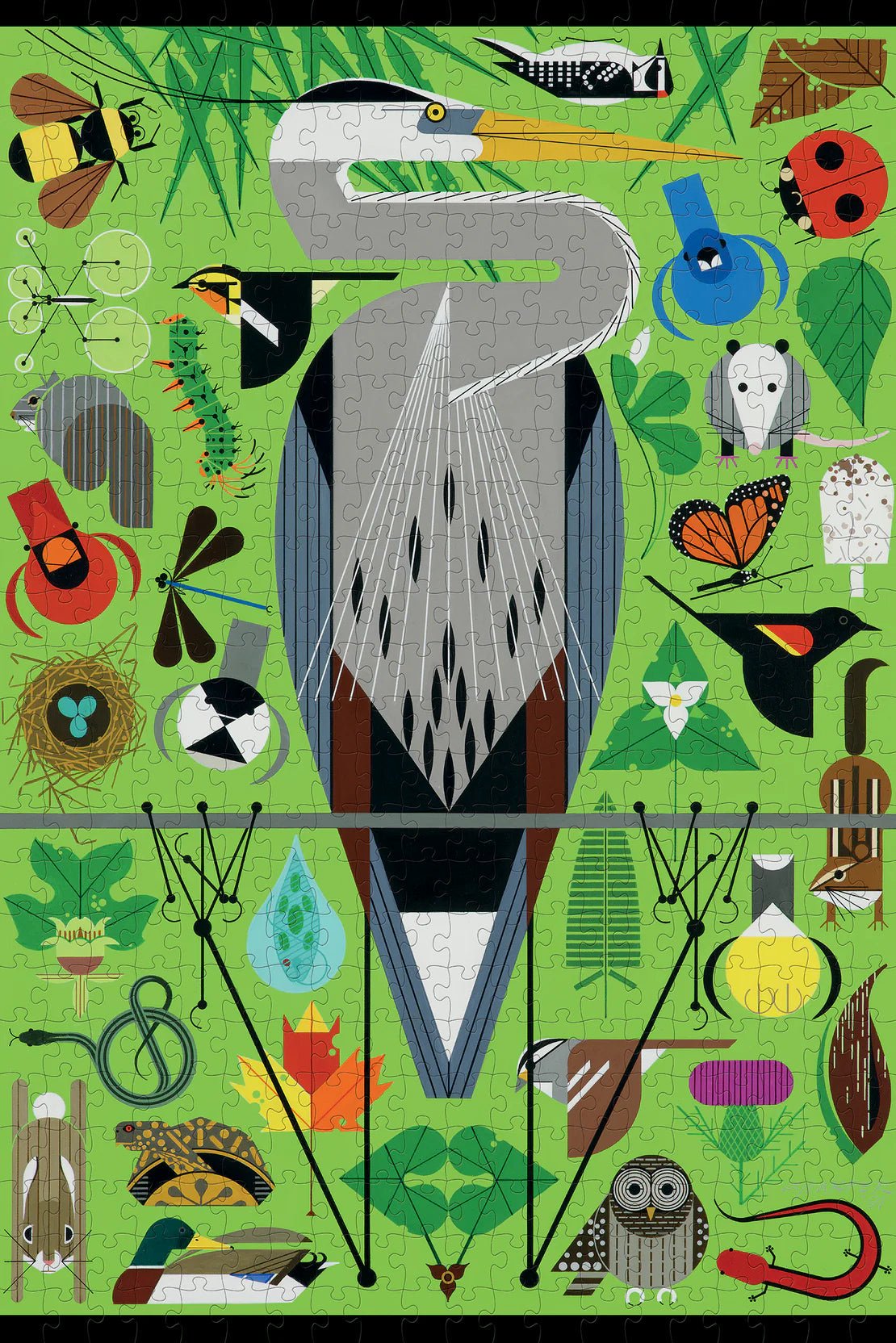 Secret Sanctuary 500 - Piece Jigsaw Puzzle by Pomegranate - Charley Harper Art - Pomegranate - Jigsaw Puzzles - The Puzzle Center -
