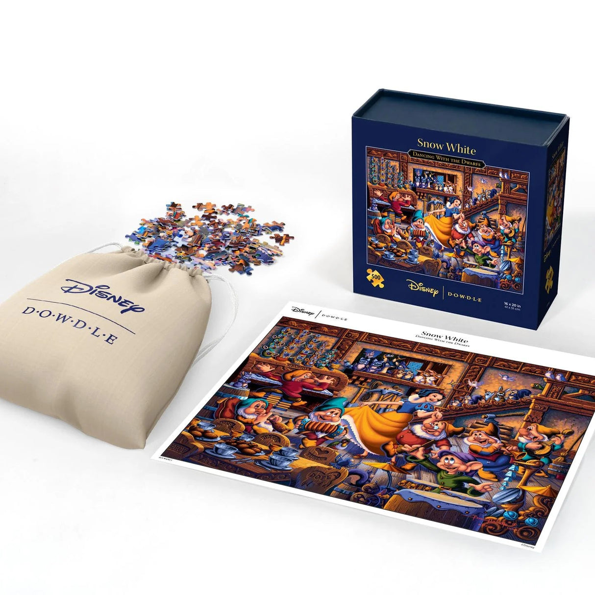 Snow White Dancing with the Dwarfs 500 Piece Jigsaw Puzzle by Dowdle and Disney - Dowdle - Jigsaw Puzzles - The Puzzle Center -
