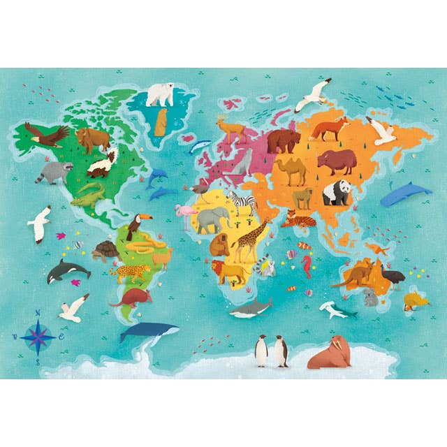 Supercolor Exploring Maps Animals in the World 250 Piece Puzzle by Clementoni! - Clementoni - Jigsaw Puzzles - The Puzzle Center -