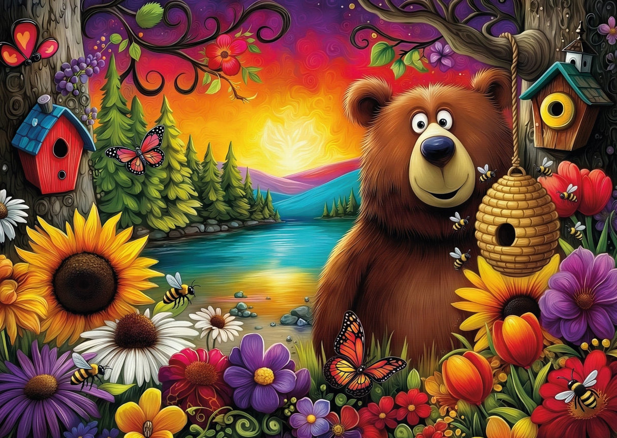 The Bear & The Bees 1000 Piece Jigsaw Puzzle | JaCaRou - Jigsaw Puzzles - The Puzzle Center