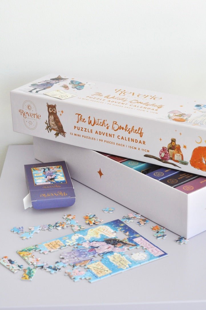 The Witch's Bookshelf Puzzle Advent Calendar | Reverie Puzzles - Mini Jigsaw Puzzles - The Puzzle Center