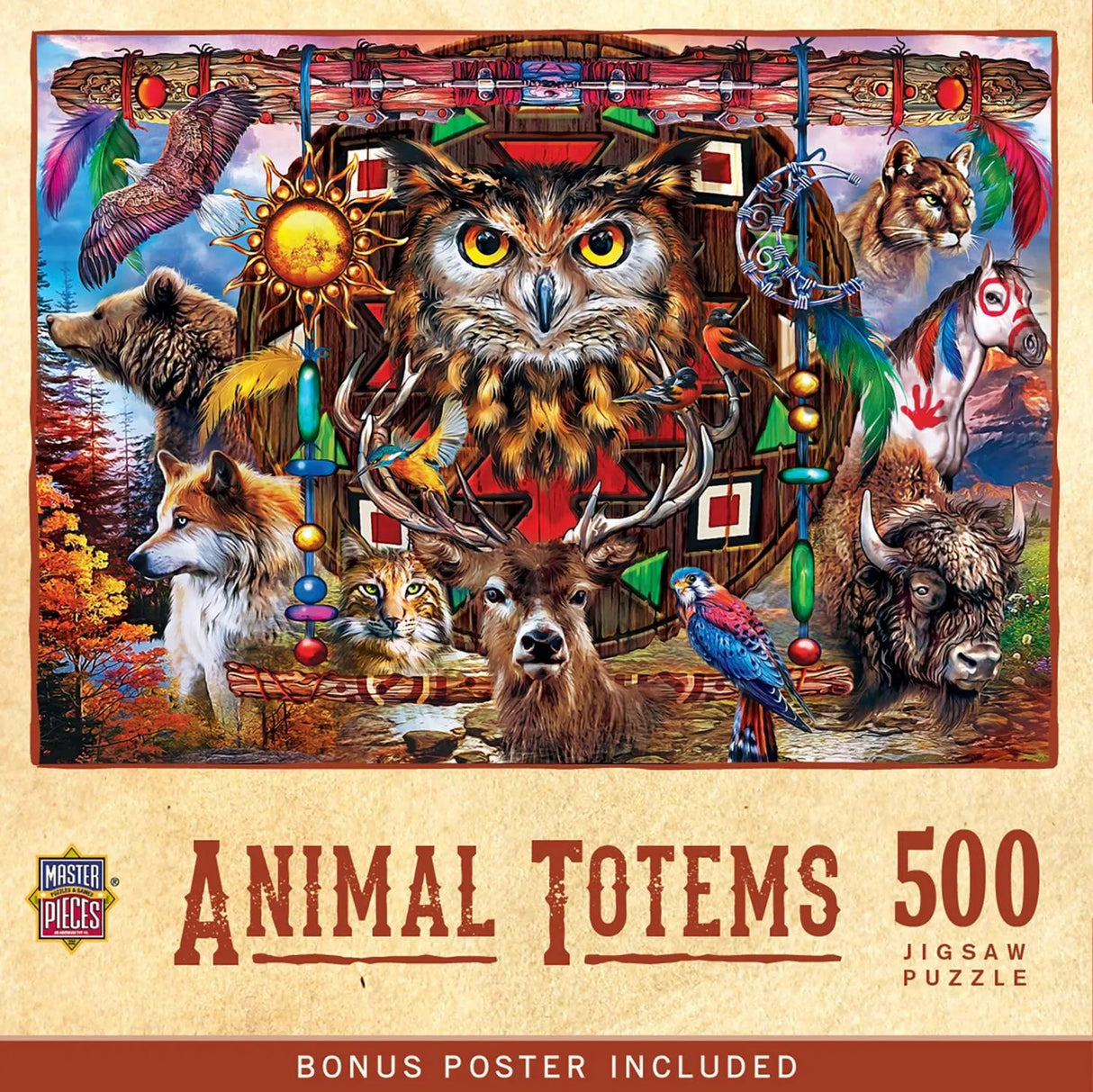 Tribal Spirit Animal Totems 500 Piece Jigsaw Puzzle | Masterpieces - Jigsaw Puzzles - The Puzzle Center
