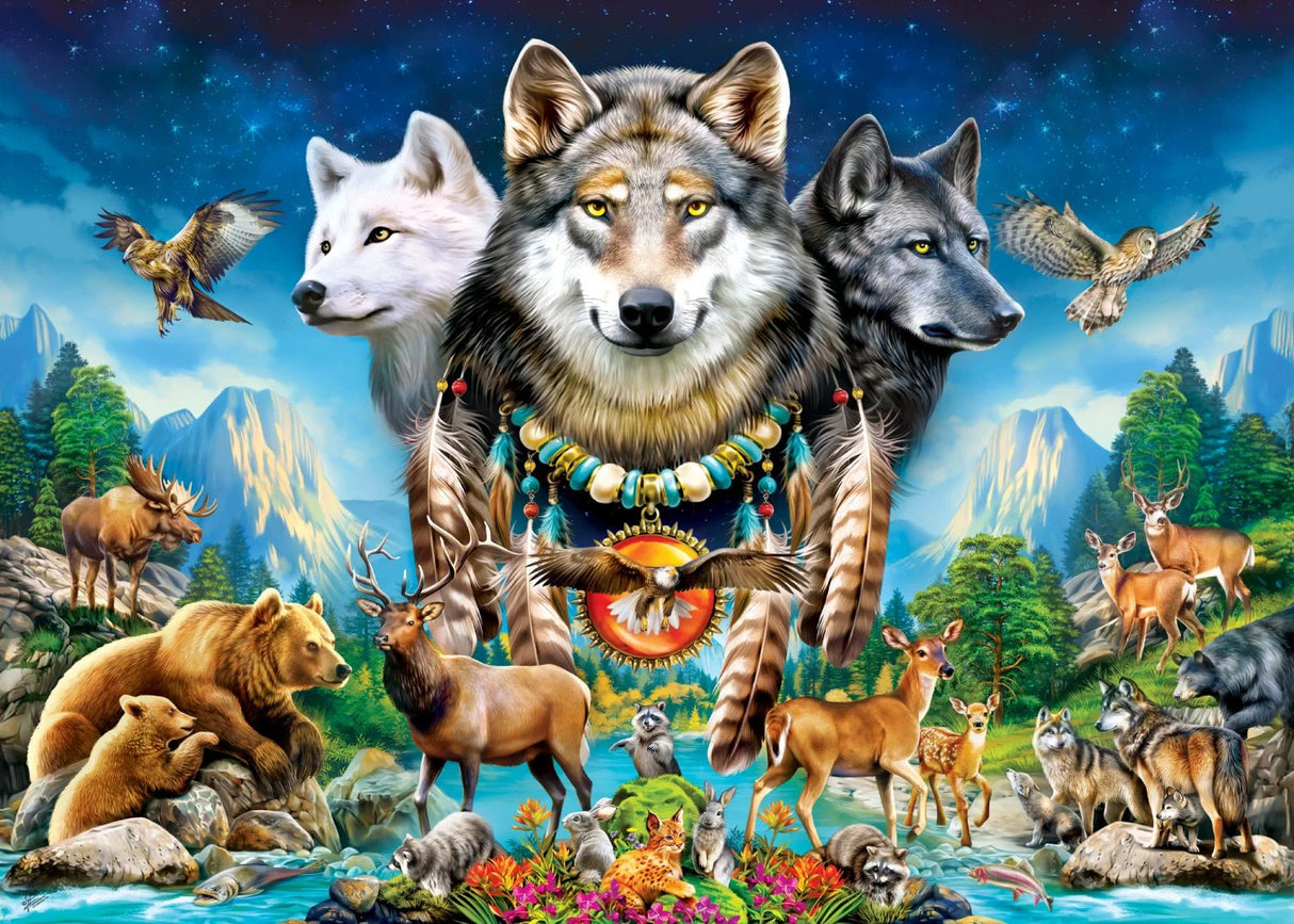 Tribal Spirit Circle of the Howling Sky 500 Piece Jigsaw Puzzle | Masterpieces - Jigsaw Puzzles - The Puzzle Center