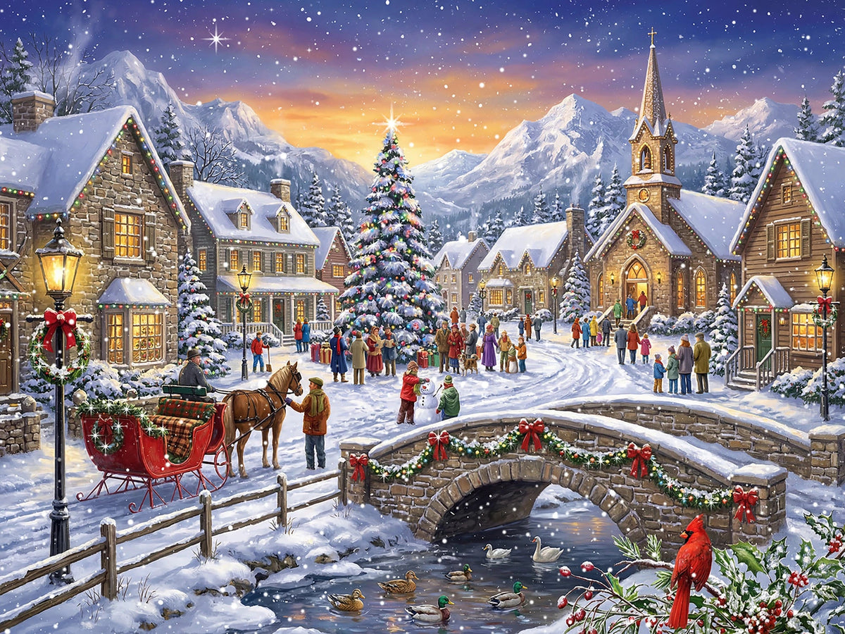 Village Christmas 500 Piece Jigsaw Puzzle | Vermont Christmas Co - Jigsaw Puzzles - The Puzzle Center