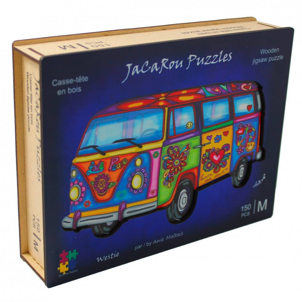 Westie 150 Piece Wooden Jigsaw Puzzle by JaCaRou Puzzles - Groovy VW Westfalia Design - JaCaRou Puzzles Inc. - Jigsaw Puzzles - The Puzzle Center -