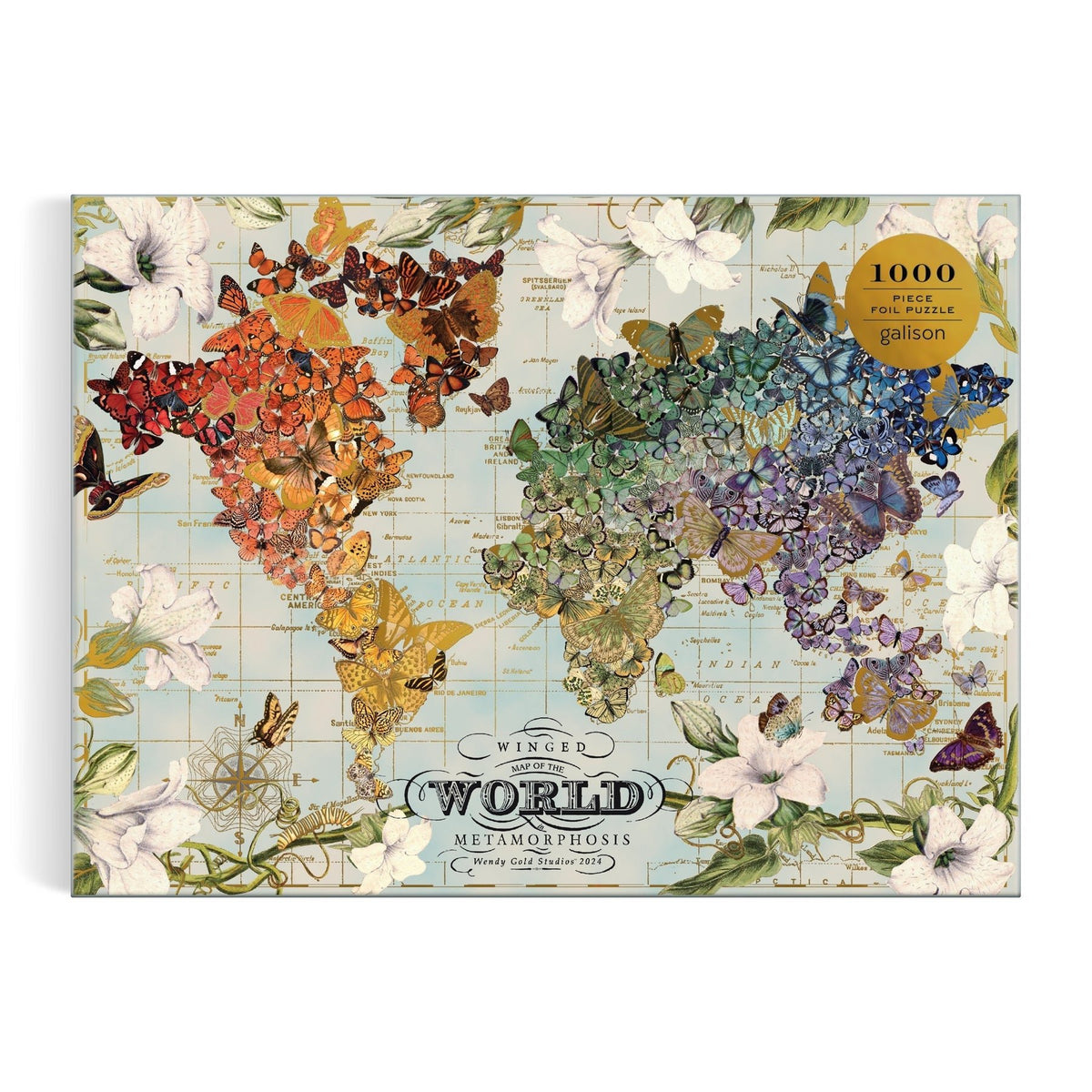 Winged Metamorphosis by Wendy Gold 1000 Piece Foil Jigsaw Puzzle | Galison - Jigsaw Puzzles - The Puzzle Center