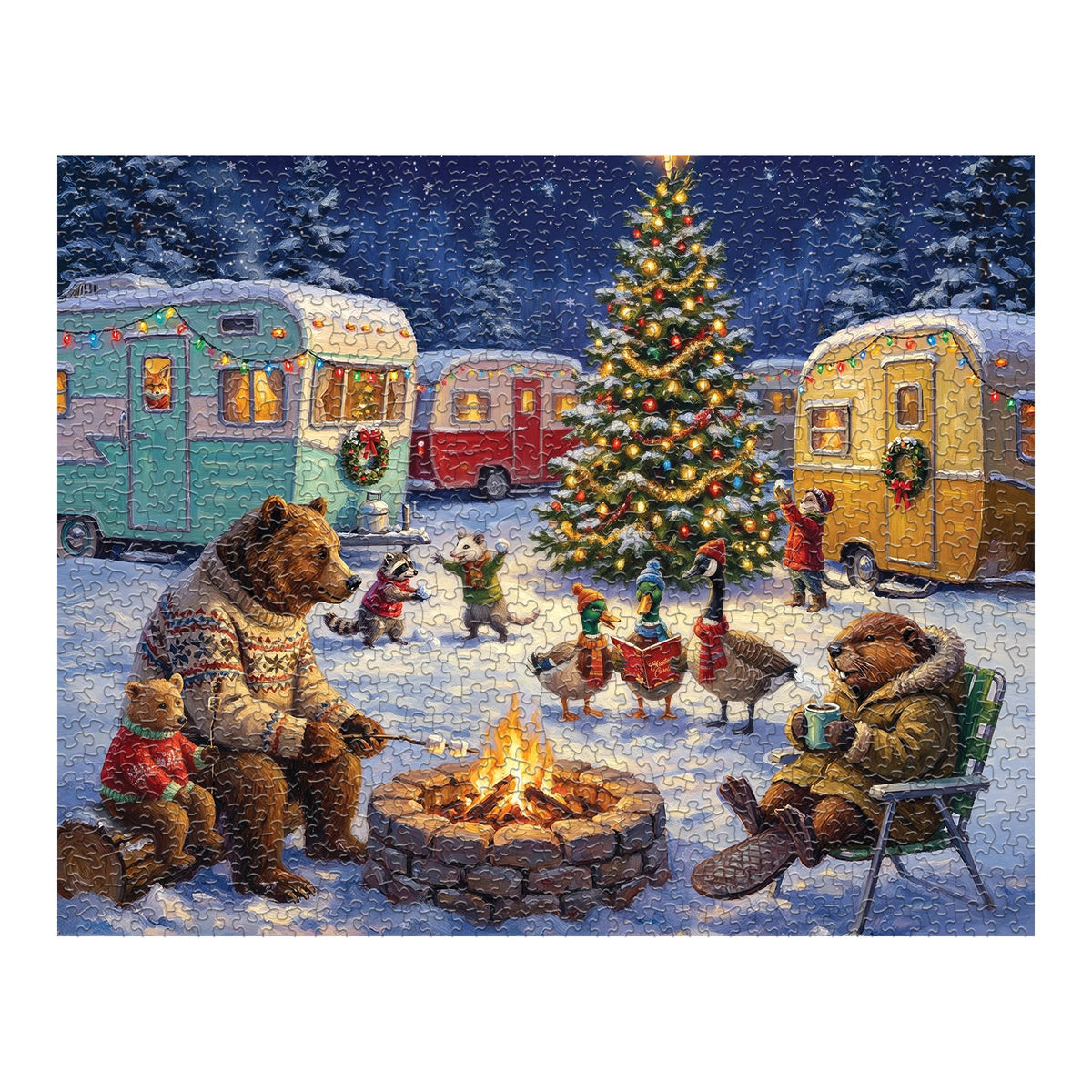 Woodland Christmas Campfire 1000 Piece Jigsaw Puzzle | Springbok Puzzles - Jigsaw Puzzles - The Puzzle Center