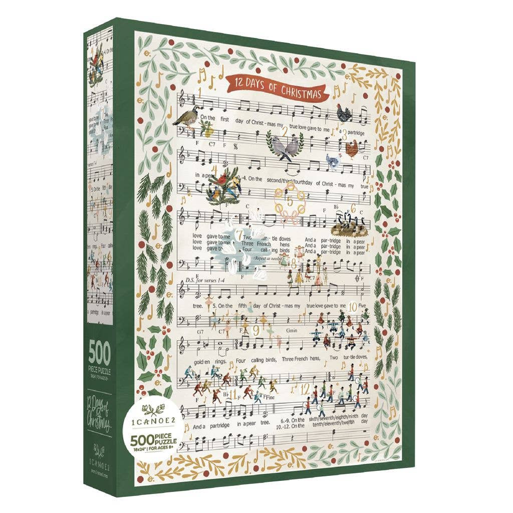 12 Days of Christmas Music 500 Piece Jigsaw Puzzle | 1Canoe2 - Jigsaw Puzzles - The Puzzle Center