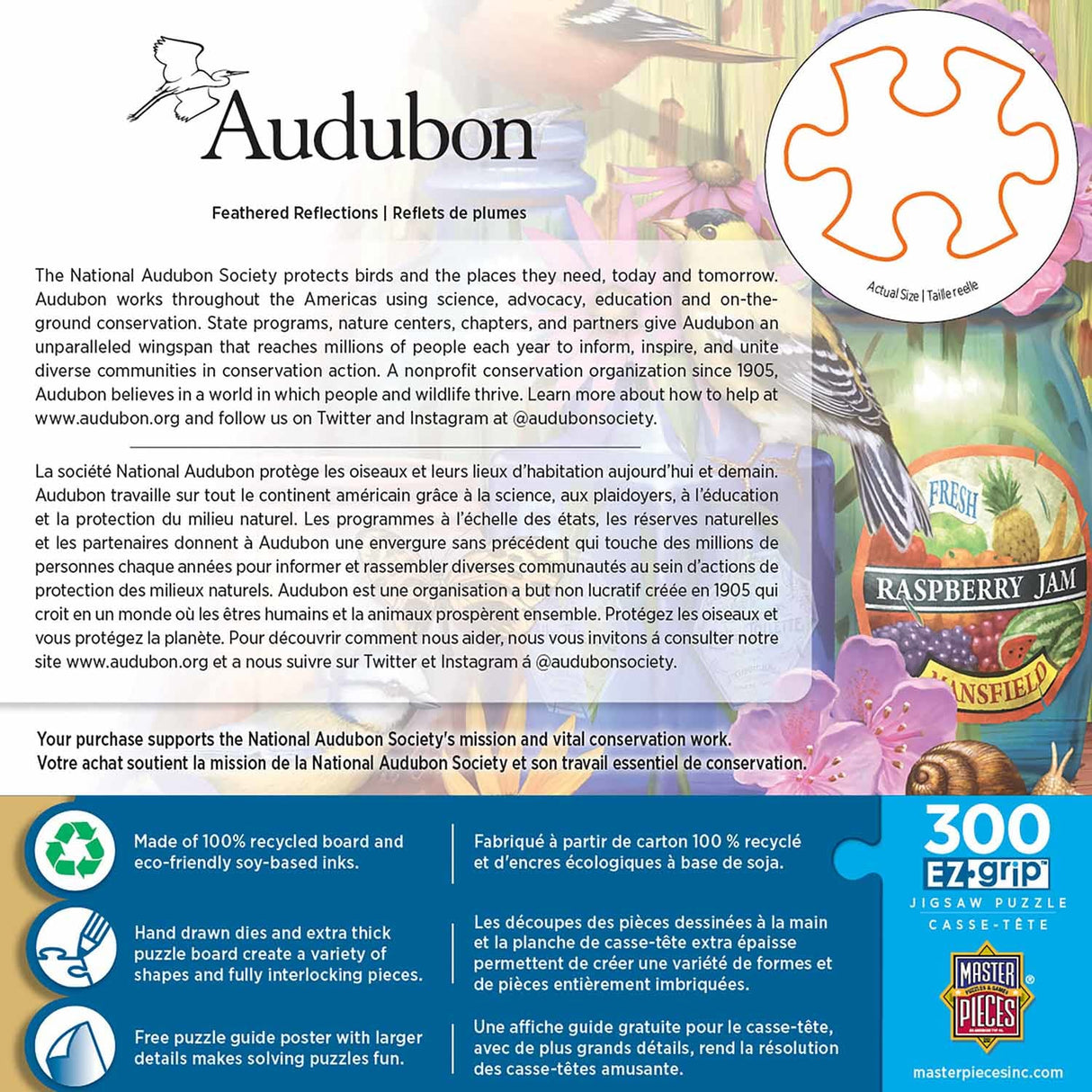 Audubon Feathered Reflections 300 Piece EZ Grip Jigsaw Puzzle | Masterpieces - Jigsaw Puzzles - The Puzzle Center