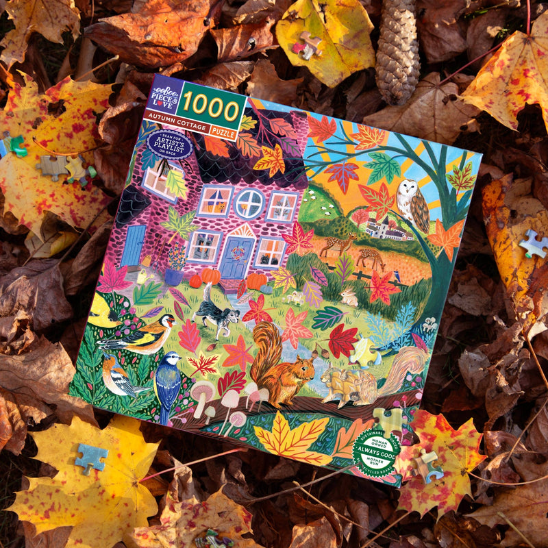 Autumn Cottage 1000 Piece Jigsaw Puzzle | eeBoo - Jigsaw Puzzles - The Puzzle Center