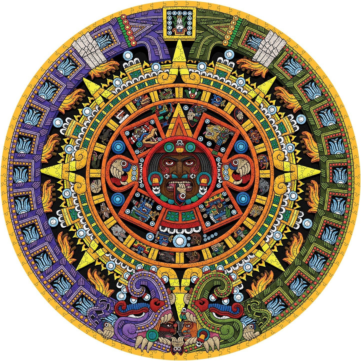 Aztec Sun Stone 1000 Piece Circular Jigsaw Puzzle | Pomegranate - Jigsaw Puzzles - The Puzzle Center