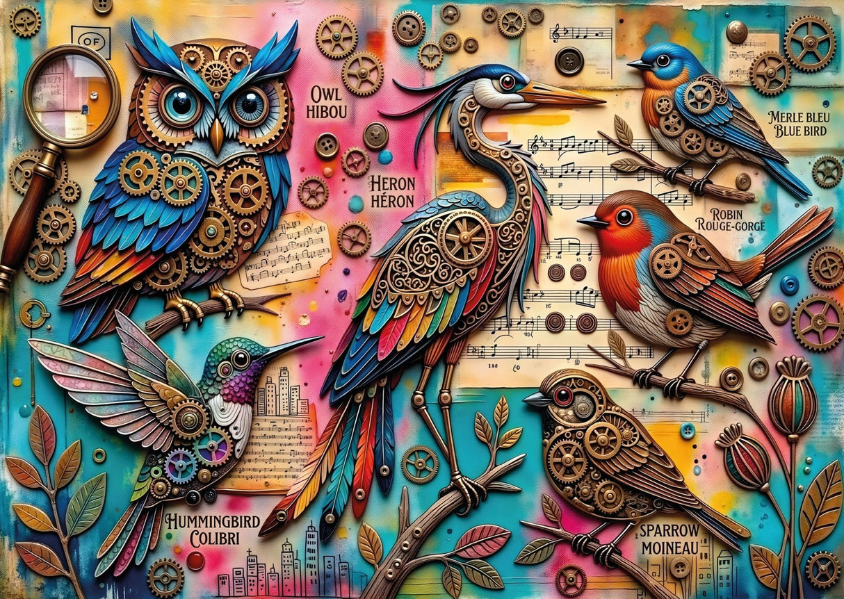Birds, Notes & Gears 1000 Piece Jigsaw Puzzle | JaCaRou - Jigsaw Puzzles - The Puzzle Center