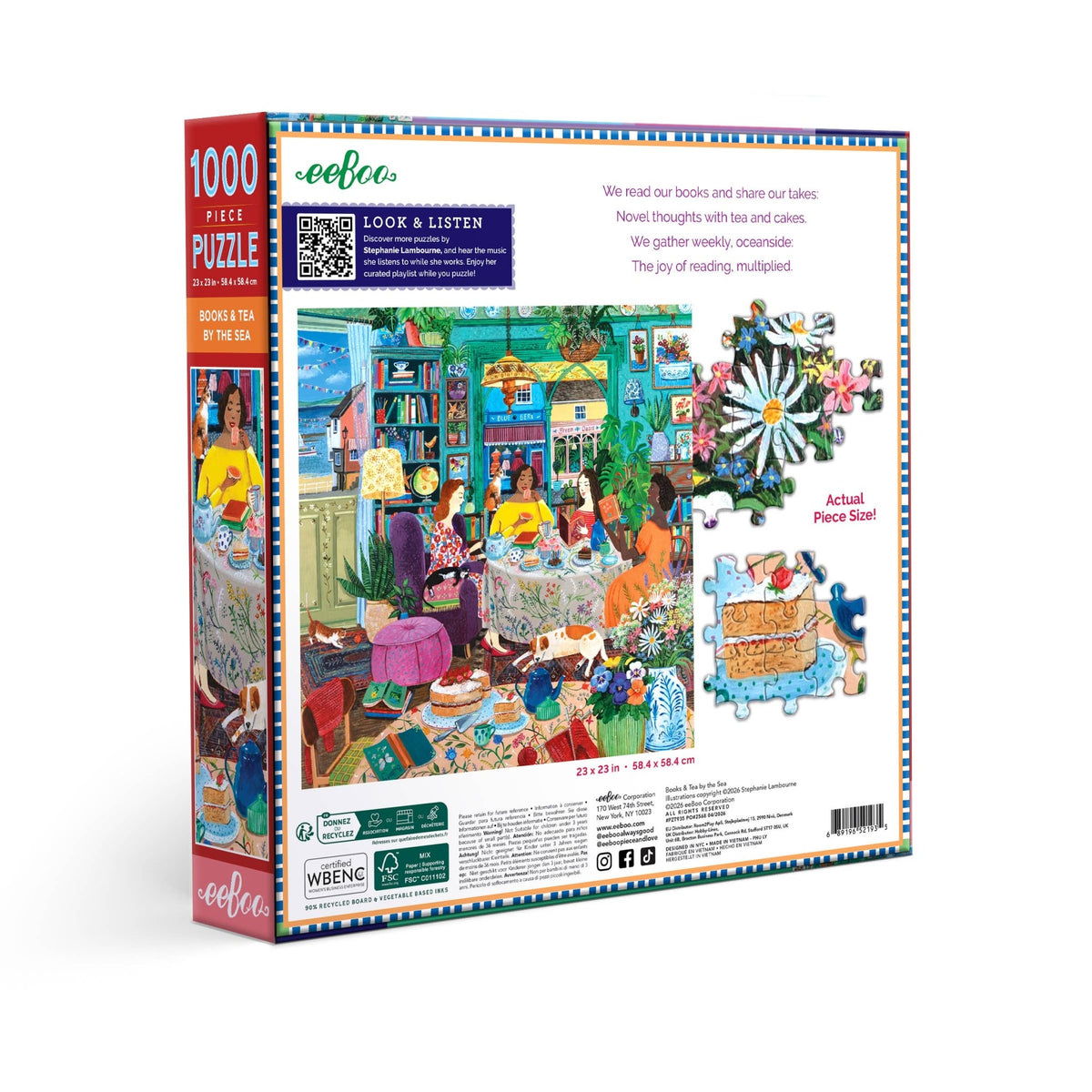 Books & Tea By the Sea 1000 Piece Jigsaw Puzzle | eeBoo - Jigsaw Puzzles - The Puzzle Center