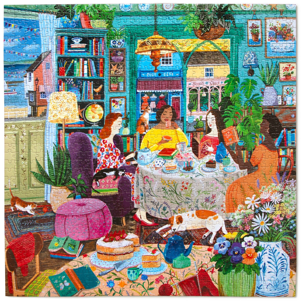 Books & Tea By the Sea 1000 Piece Jigsaw Puzzle | eeBoo - Jigsaw Puzzles - The Puzzle Center