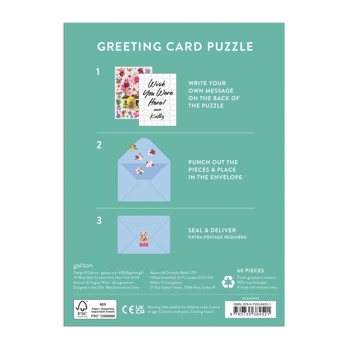 Buzzy Bouquets 60 Piece Greeting Card Puzzle | Galison - Greeting Card Puzzle - The Puzzle Center