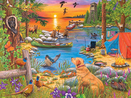 Camping at Sunset Cove 275 Piece Jigsaw Puzzle | Cobble Hill - Jigsaw Puzzles - The Puzzle Center
