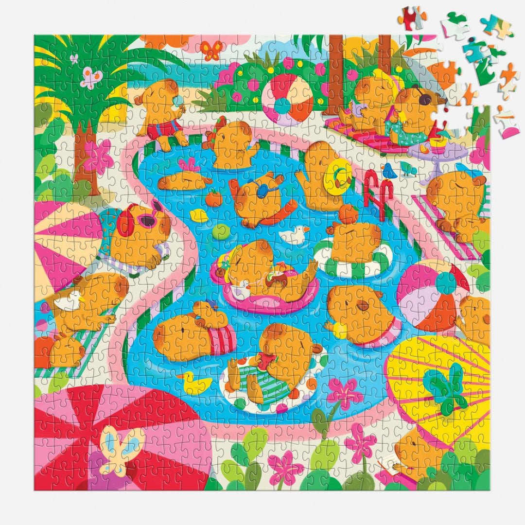 Capybara Pool Day 500 Piece Family Jigsaw Puzzle | Mudpuppy - Jigsaw Puzzles - The Puzzle Center