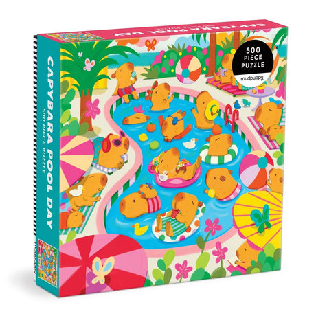 Capybara Pool Day 500 Piece Family Jigsaw Puzzle | Mudpuppy - Jigsaw Puzzles - The Puzzle Center