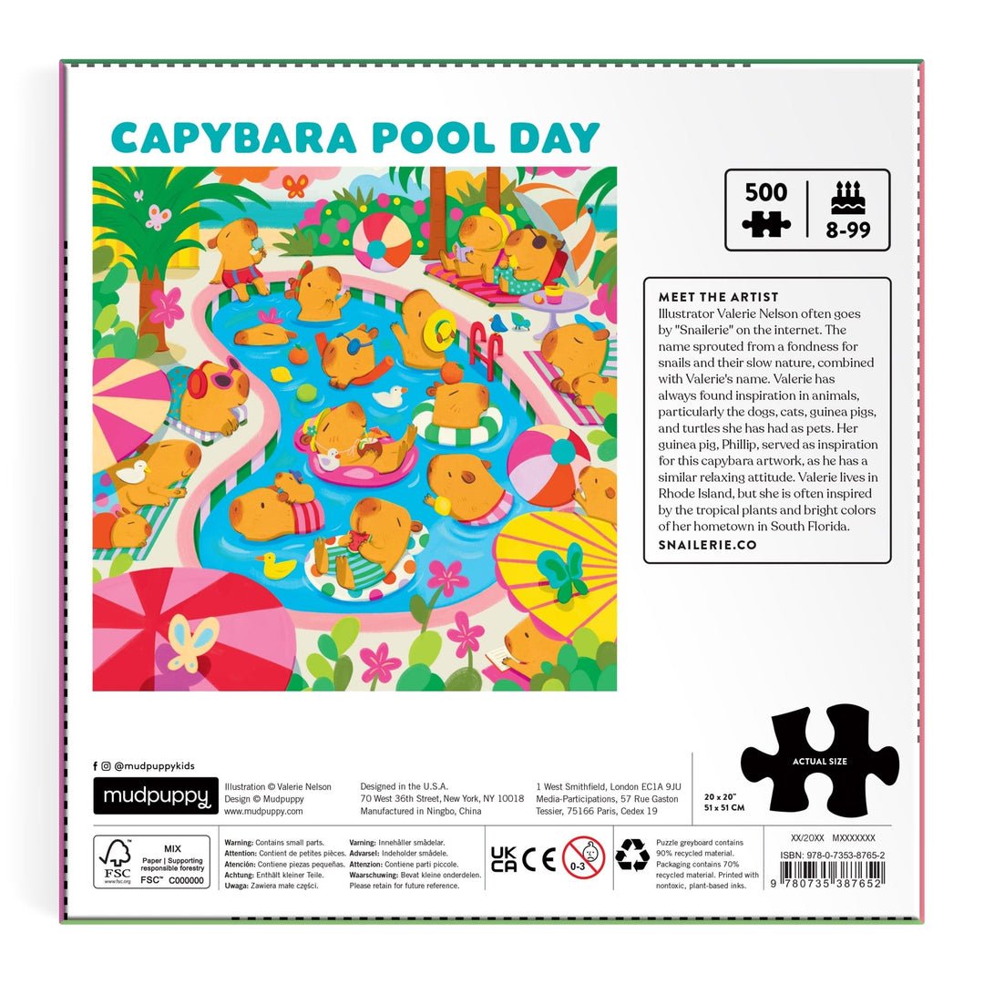 Capybara Pool Day 500 Piece Family Jigsaw Puzzle | Mudpuppy - Jigsaw Puzzles - The Puzzle Center