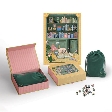 Cat Library 500 Piece Jigsaw Puzzle | Good Juju Ink - Jigsaw Puzzles - The Puzzle Center
