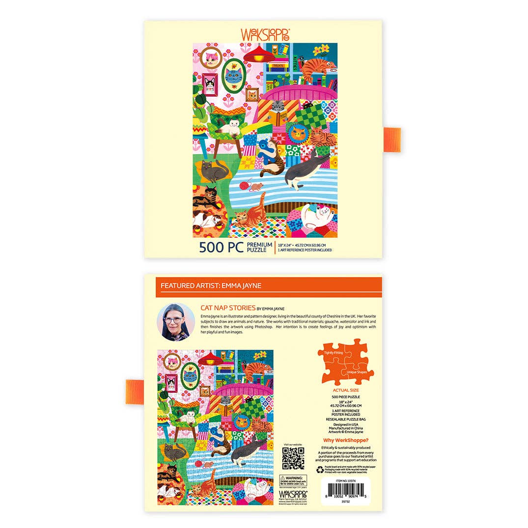 Cat Nap Stories 500 Piece Jugsaw Puzzle | WerkShoppe - Jigsaw Puzzles - The Puzzle Center