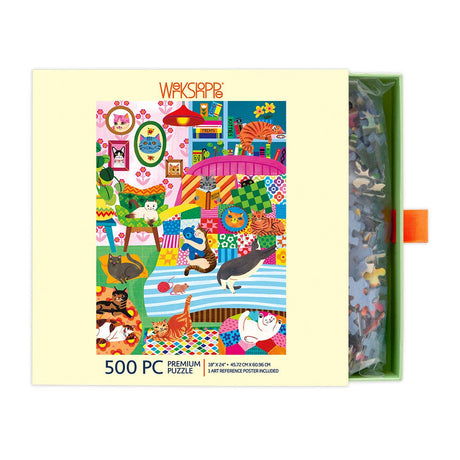 Cat Nap Stories 500 Piece Jugsaw Puzzle | WerkShoppe - Jigsaw Puzzles - The Puzzle Center
