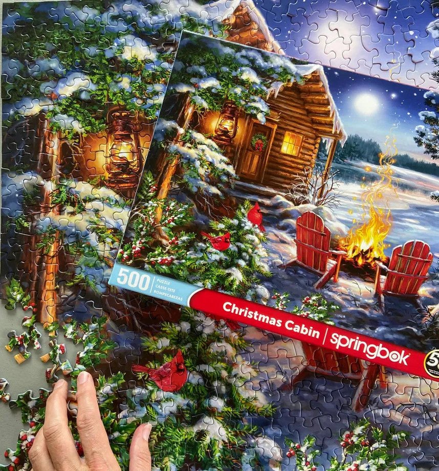 Christmas Cabin 500 Piece Jigsaw Puzzle by Springbok Puzzles - Springbok Puzzles - Jigsaw Puzzles - The Puzzle Center - 