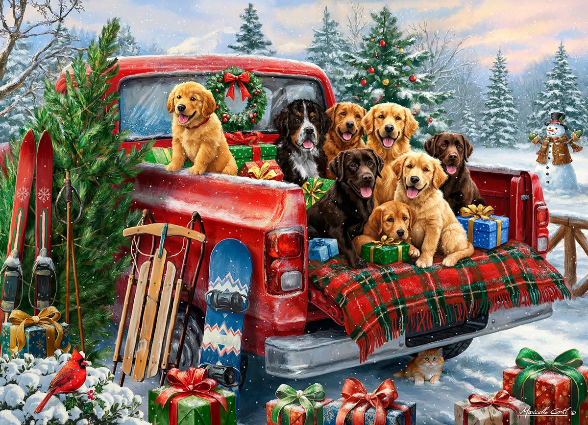 Christmas Tailgate Tails 1000 Piece Jigsaw Puzzle | Vermont Christmas Co - Jigsaw Puzzles - The Puzzle Center
