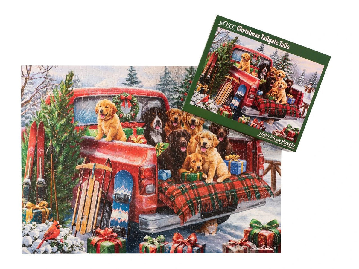 Christmas Tailgate Tails 1000 Piece Jigsaw Puzzle | Vermont Christmas Co - Jigsaw Puzzles - The Puzzle Center