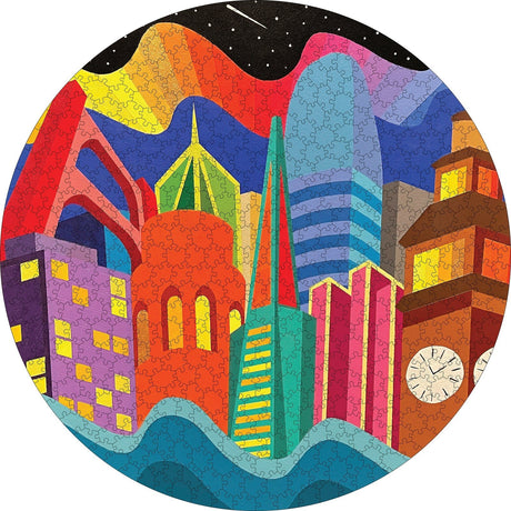 City Vibes 500 Piece Circular Jigsaw Puzzle | Pomegranate - Jigsaw Puzzles - The Puzzle Center