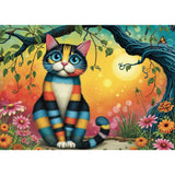 Colorful Striped Cat 1000 Piece Jigsaw Puzzle | JaCaRou Puzzles - Jigsaw Puzzles - The Puzzle Center