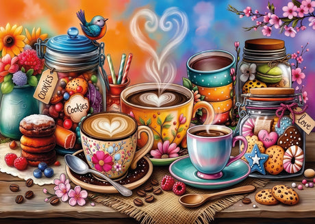 Cookies Coffee Bliss 1000 Piece Jigsaw Puzzle | JaCaRou - Jigsaw Puzzles - The Puzzle Center