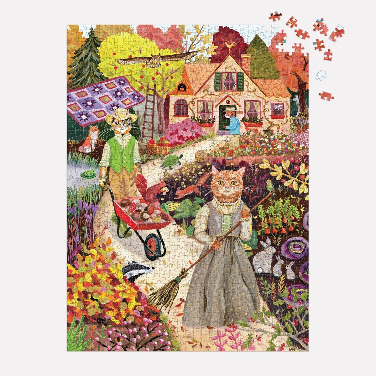 Cottage Cats 1000 Piece Foil Jigsaw Puzzle | Galison - Jigsaw Puzzles - The Puzzle Center
